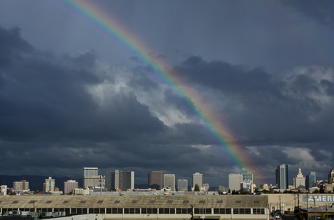 photo, Rainbow over Oakland